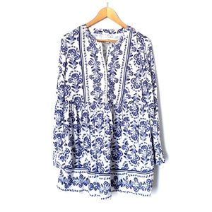 LOFT Floral Flare Shirt Dress